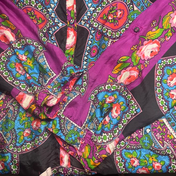 Johnny Was Womens Shirt Large Seline Floral Paisley 100% Silk Button Up Blouse - Picture 8 of 11